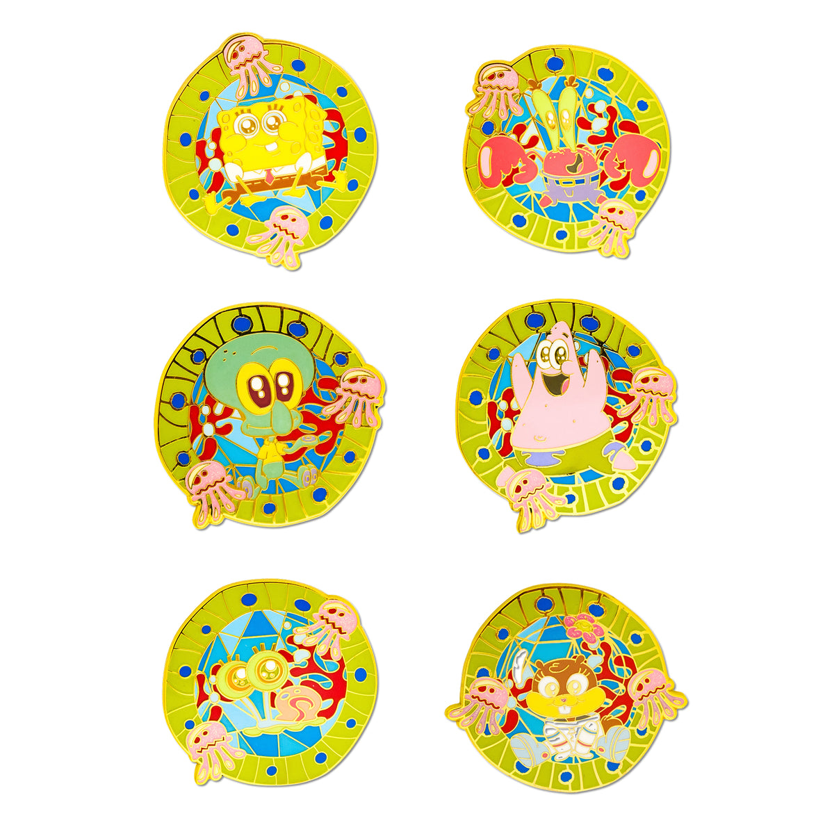 SpongeBob SquarePants Glow in the Dark Mystery Enamel Pin Blind Box Series, SpongeBob, Patrick, Squidward, Mr. Krabs, Gary, or Sandy Blind Box Pins SpongeBob SquarePants
