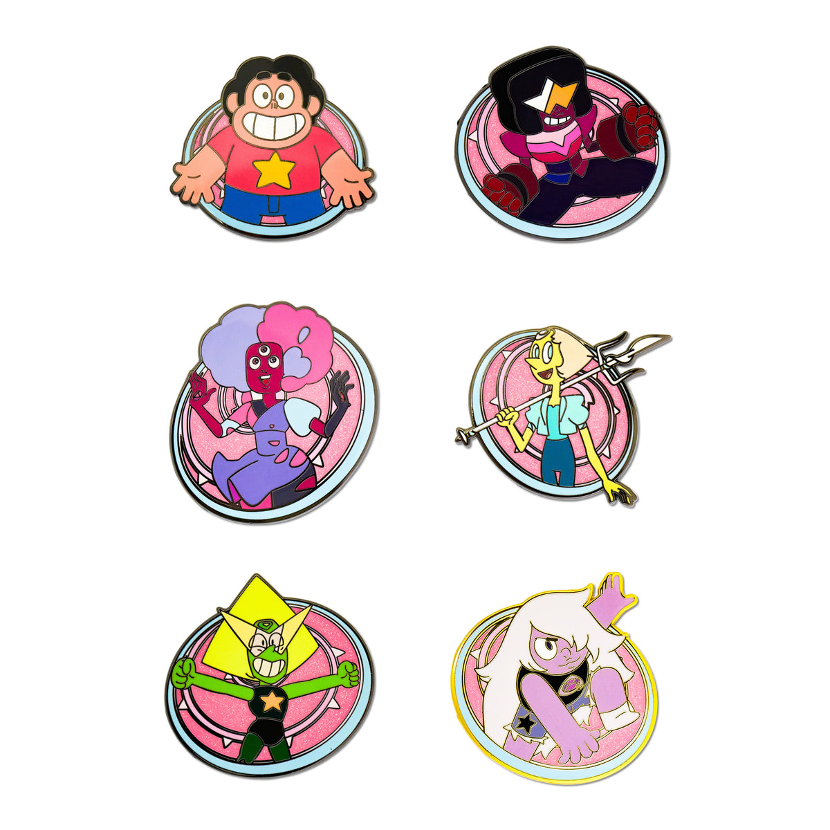 Steven Universe Shield Poses Mystery Enamel Pin Blind Box Series, Steven Universe, Garnet, Reset Garnet, Pearl, Peridot, or Amethyst Blind Box Pins Steven Universe