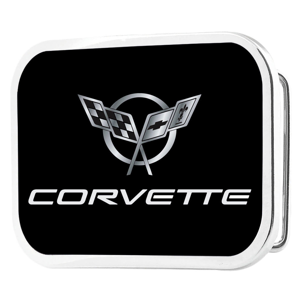 Corvette Framed FCG Black/Silver - Chrome Rock Star Buckle Belt Buckles GM General Motors
