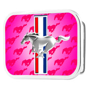 Ford Mustang w/Logo Framed FCG Pink - Chrome Rock Star Buckle Belt Buckles Ford