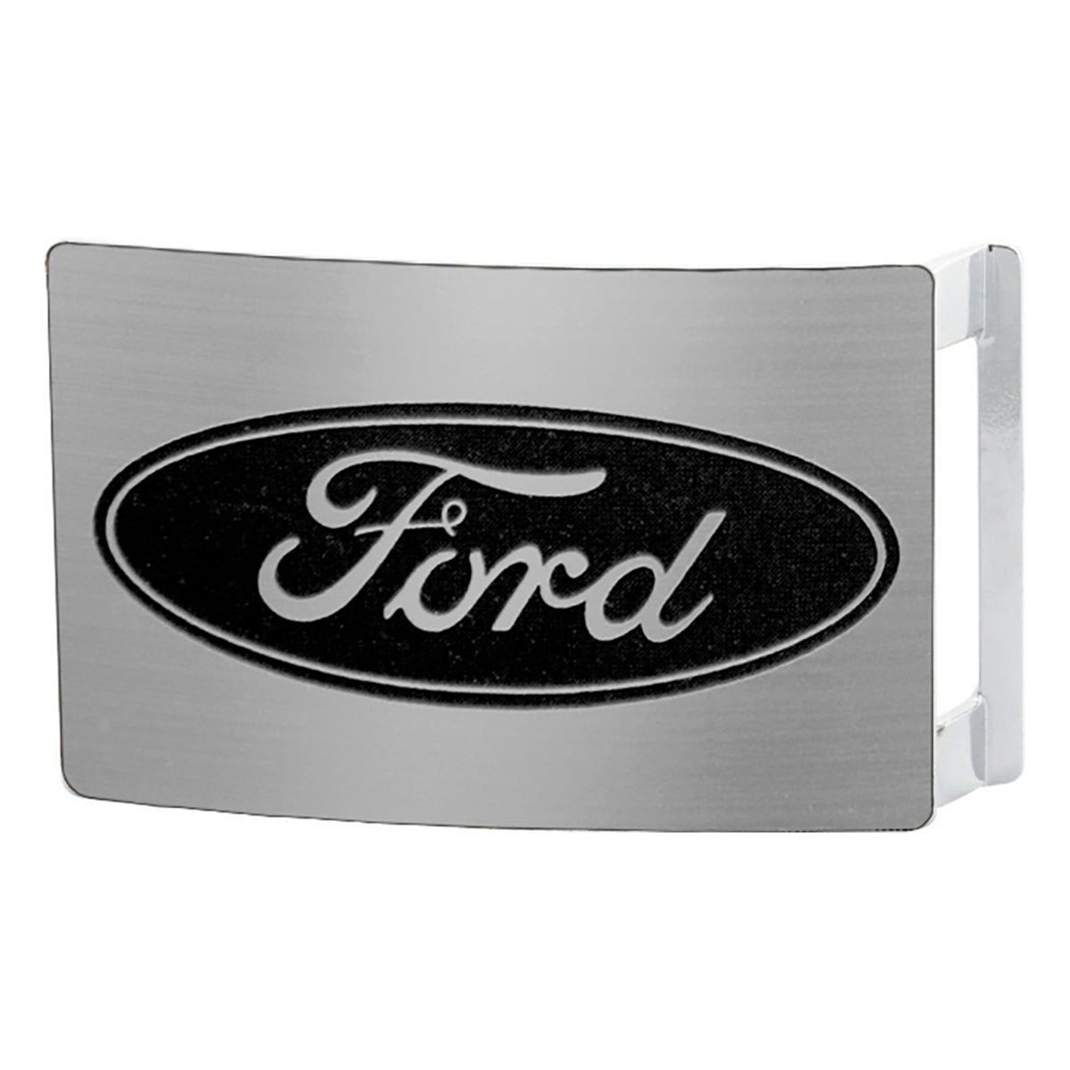 Ford Oval Rock Star Buckle - Brushed Silver/Black Belt Buckles Ford