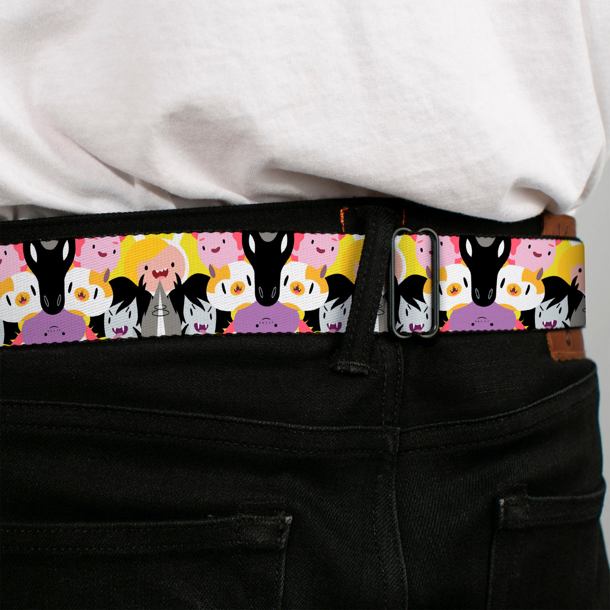 ADVENTURE TIME Title Logo Full Color Lavender/White Seatbelt Belt - Adventure Time Characters Stacked Webbing Seatbelt Belts Adventure Time