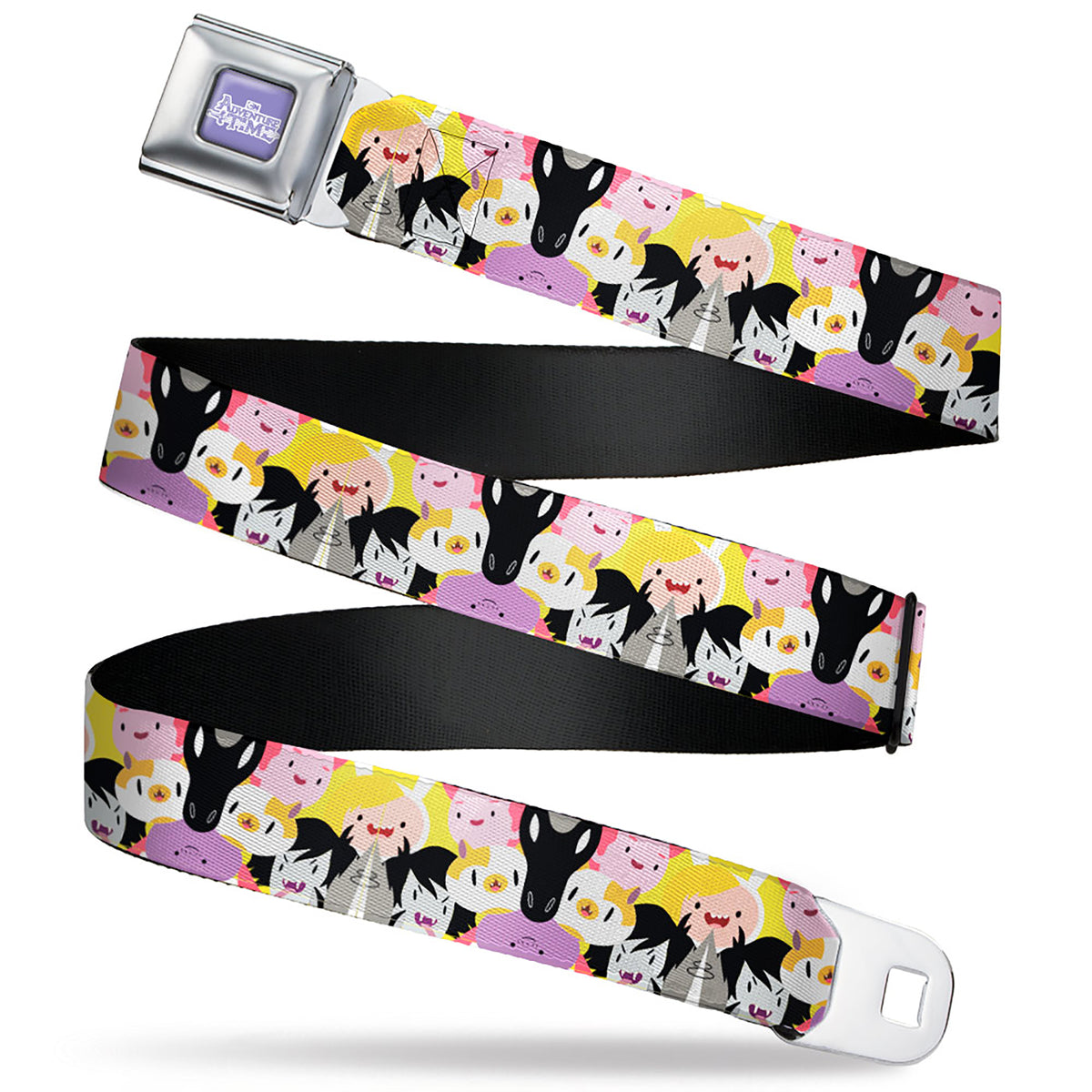 ADVENTURE TIME Title Logo Full Color Lavender/White Seatbelt Belt - Adventure Time Characters Stacked Webbing Seatbelt Belts Adventure Time