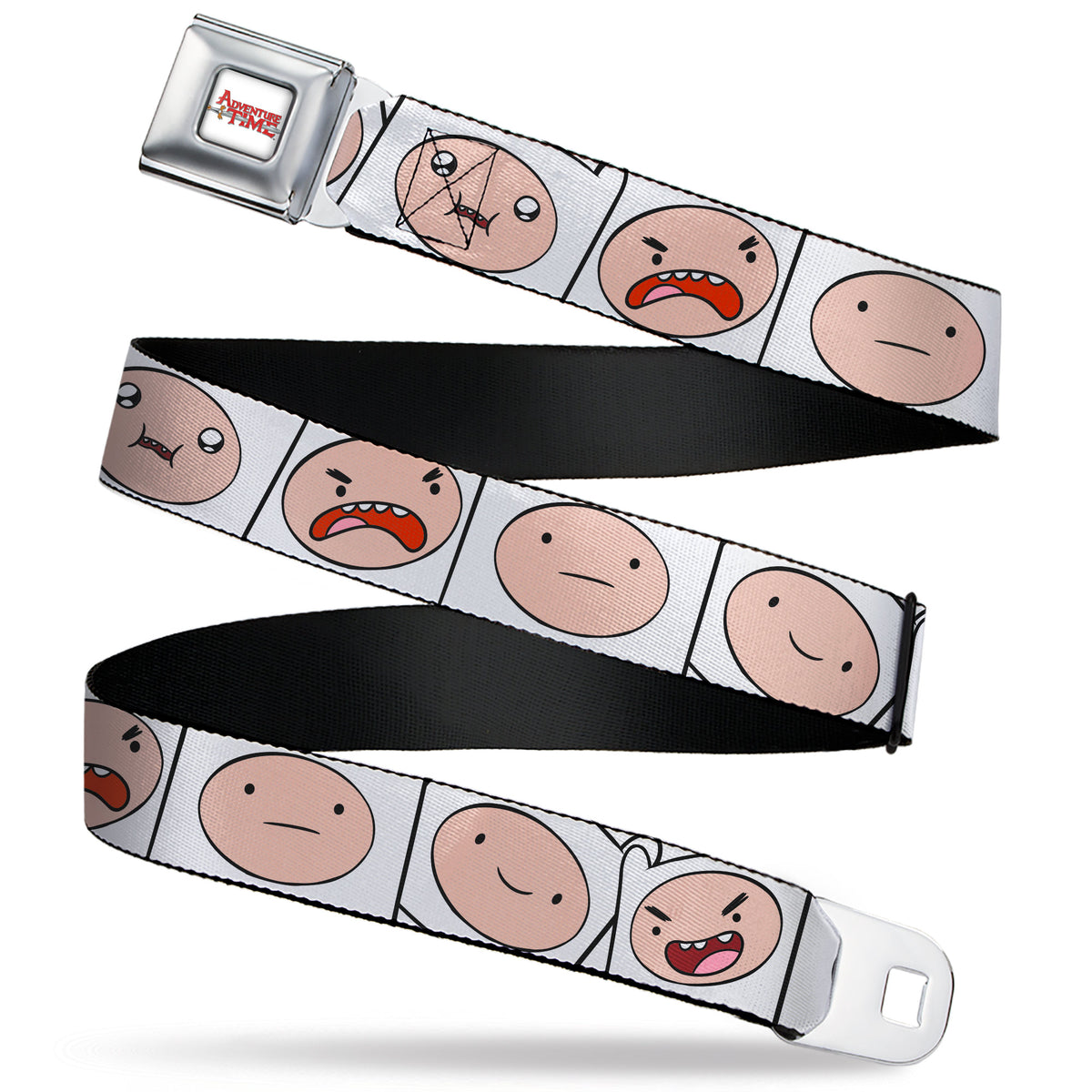 ADVENTURE TIME Title Logo Full Color White Seatbelt Belt - Adventure Time Finn Expression Blocks White Webbing Seatbelt Belts Adventure Time