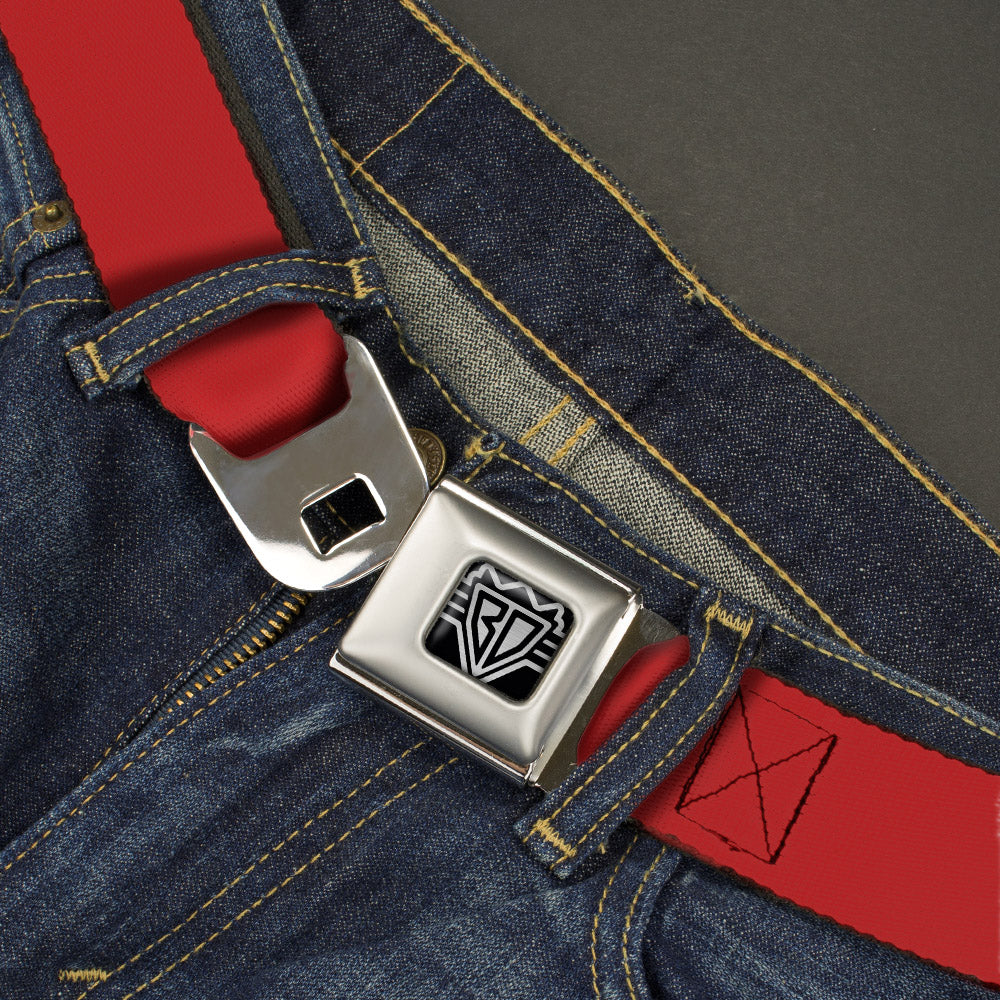 BD Wings Logo CLOSE-UP Full Color Black Silver Seatbelt Belt - Christmas Red Webbing Seatbelt Belts Buckle-Down