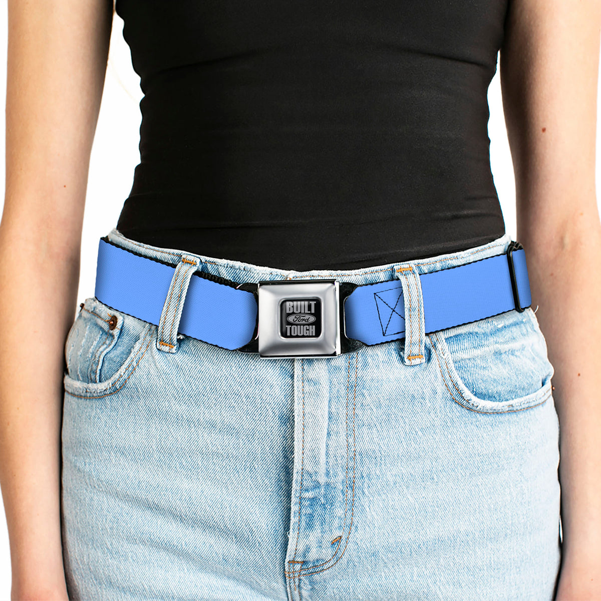 Built Ford Tough Seatbelt Belt - Baby Blue Webbing Seatbelt Belts Ford