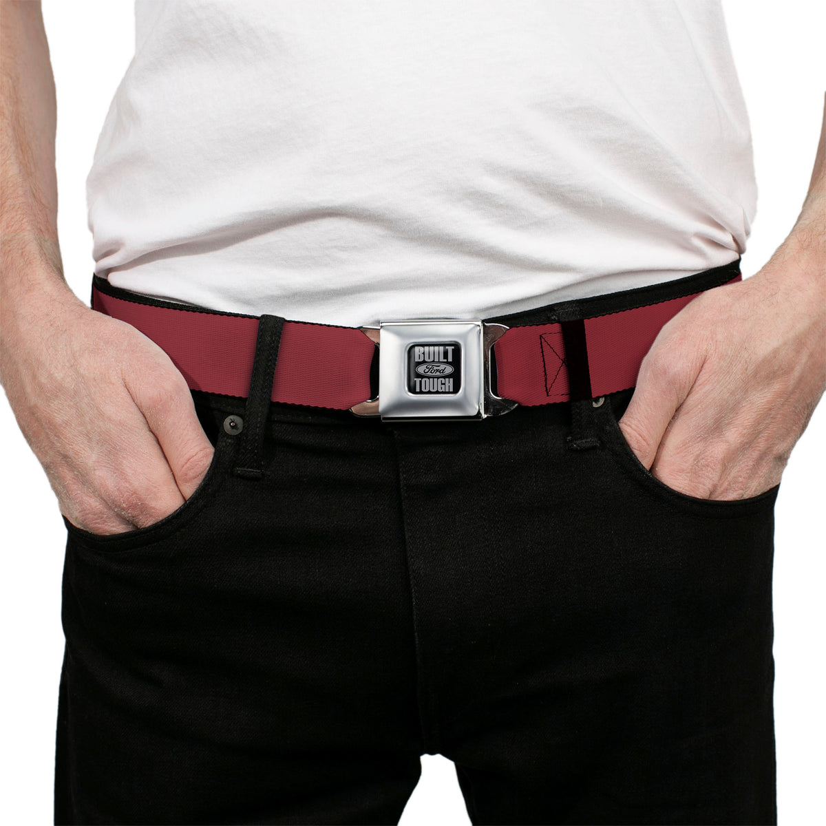 Built Ford Tough Seatbelt Belt - Burgundy Webbing Seatbelt Belts Ford
