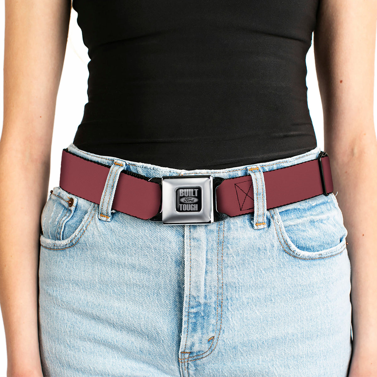 Built Ford Tough Seatbelt Belt - Burgundy Webbing Seatbelt Belts Ford