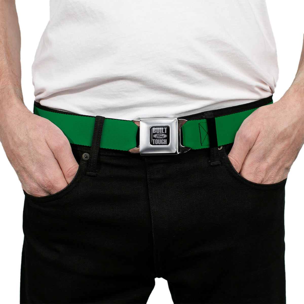 Built Ford Tough Seatbelt Belt - Green Webbing Seatbelt Belts Ford