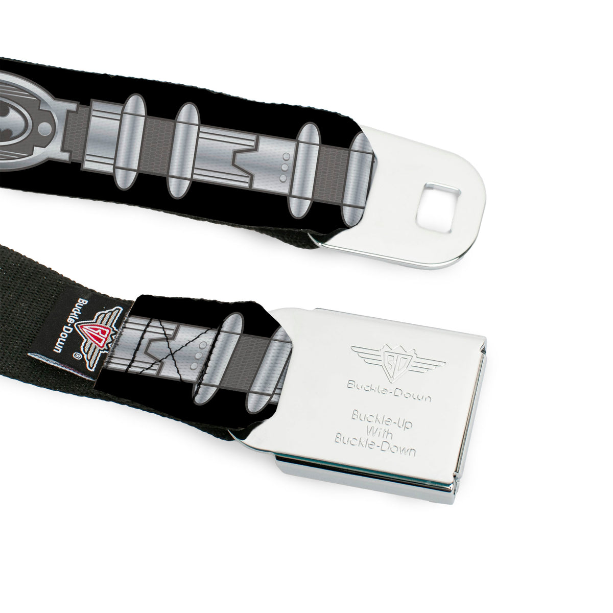 Batman Black Silver Seatbelt Belt - Batman Utility Belt Black/Gray Webbing Seatbelt Belts DC Comics