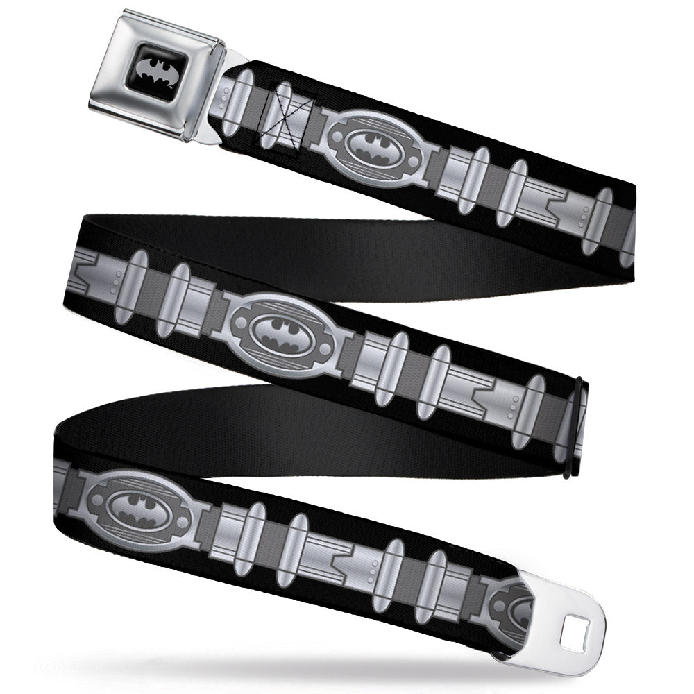 Batman Black Silver Seatbelt Belt - Batman Utility Belt Black/Gray Webbing Seatbelt Belts DC Comics