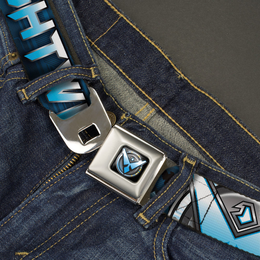 Nightwing Logo2 Full Color Black Blues Yellow Seatbelt Belt - NIGHTWING Poses/Logo Black/Blues Webbing Seatbelt Belts DC Comics