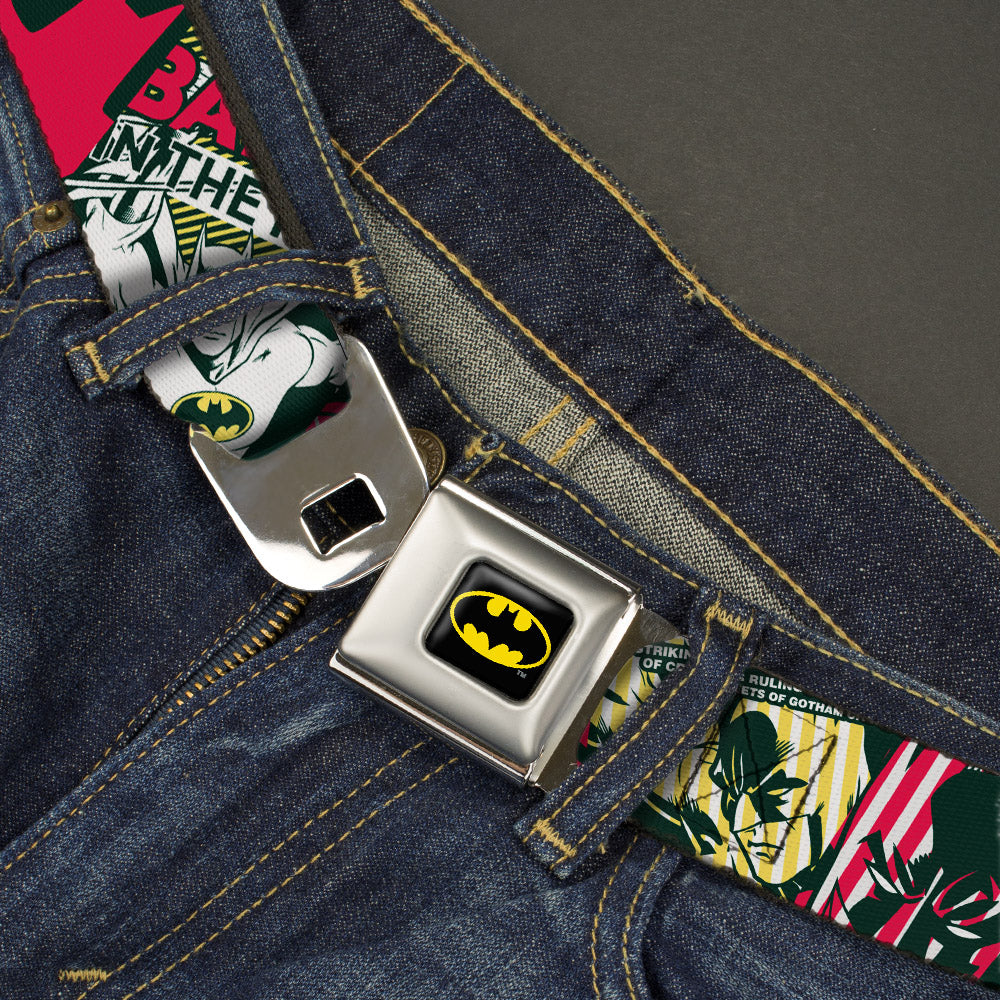 Batman Full Color Black Yellow Seatbelt Belt - Batman Caped Crusader Webbing Seatbelt Belts DC Comics