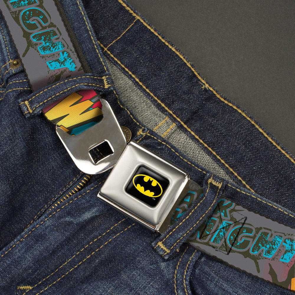 Batman Full Color Black Yellow Seatbelt Belt - Batman Dark Knight Webbing Seatbelt Belts DC Comics