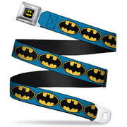 Batman Full Color Black Yellow Seatbelt Belt - Bat Signal-3 Blue/Black/Yellow Webbing Seatbelt Belts DC Comics