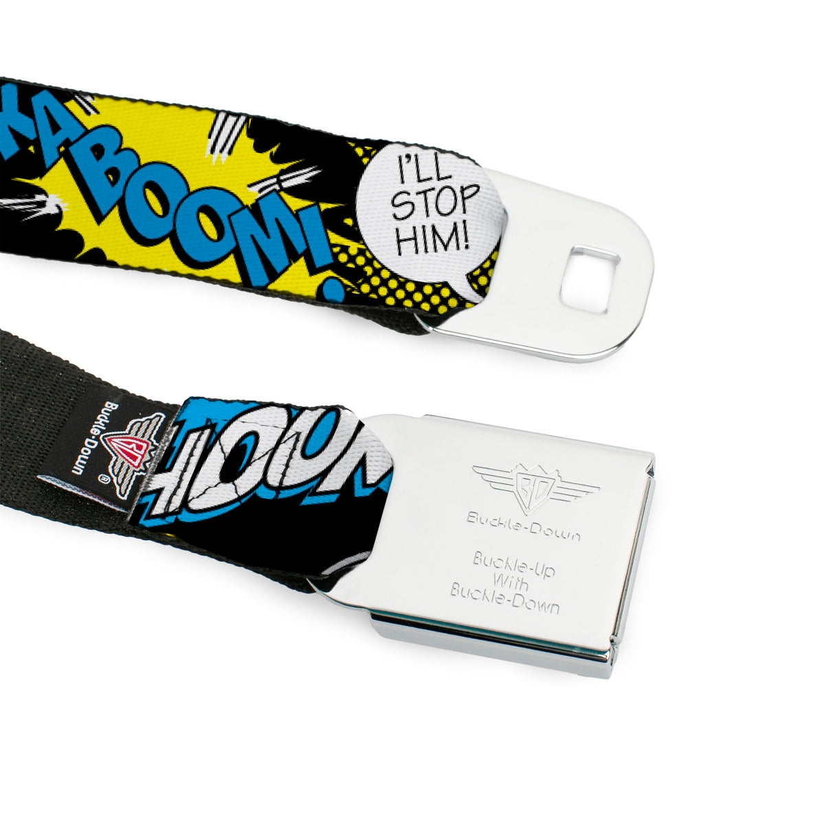 Batman Full Color Black Yellow Seatbelt Belt - Batman Scene1 Webbing Seatbelt Belts DC Comics