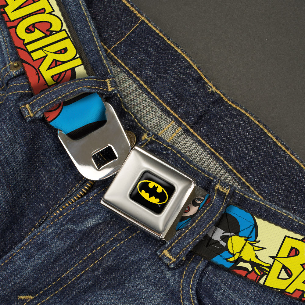 Batman Full Color Black Yellow Seatbelt Belt - BATGIRL in Action w/Face CLOSE-UP Webbing Seatbelt Belts DC Comics