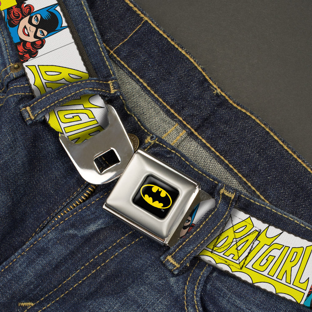 Batman Full Color Black Yellow Seatbelt Belt - BATGIRL Panels Yellow/Pink Webbing Seatbelt Belts DC Comics
