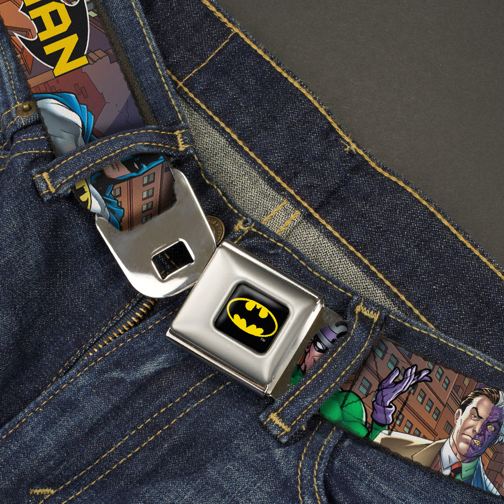 Batman Full Color Black Yellow Seatbelt Belt - BATMAN & Villains2/Cityscape Webbing Seatbelt Belts DC Comics
