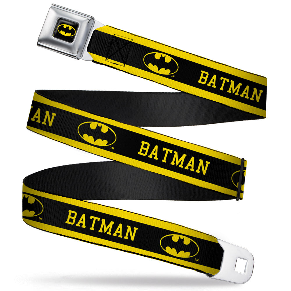 Batman Full Color Black Yellow Seatbelt Belt - BATMAN/Logo Stripe Yellow/Black Webbing Seatbelt Belts DC Comics