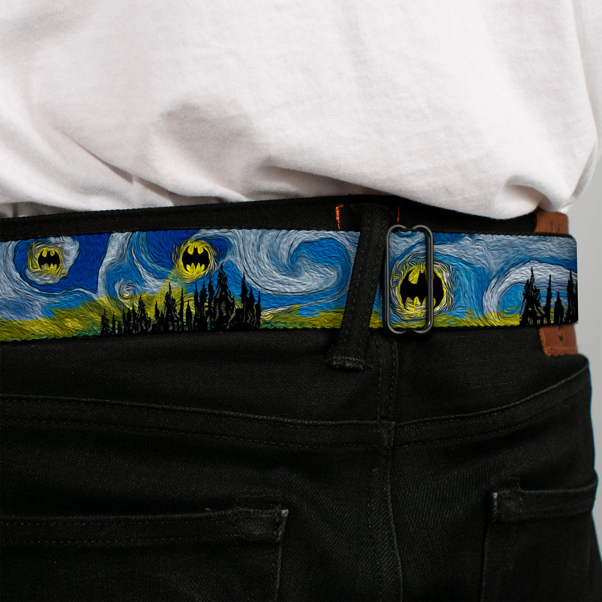 Batman Full Color Black Yellow Seatbelt Belt - Batman Dark Starry Night Webbing Seatbelt Belts DC Comics