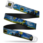 Batman Full Color Black Yellow Seatbelt Belt - Batman Dark Starry Night Webbing Seatbelt Belts DC Comics