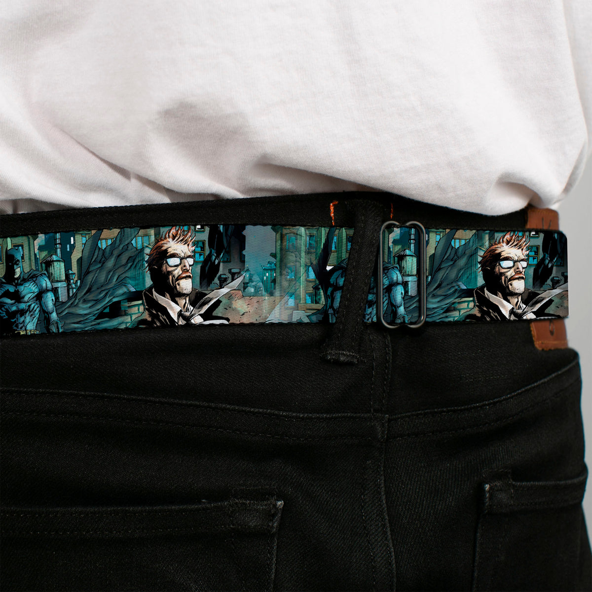 Batman Full Color Black/Yellow Seatbelt Belt - The New 52 Detective Comics Issue #1 Batman & James Gordon Scene Webbing Seatbelt Belts DC Comics