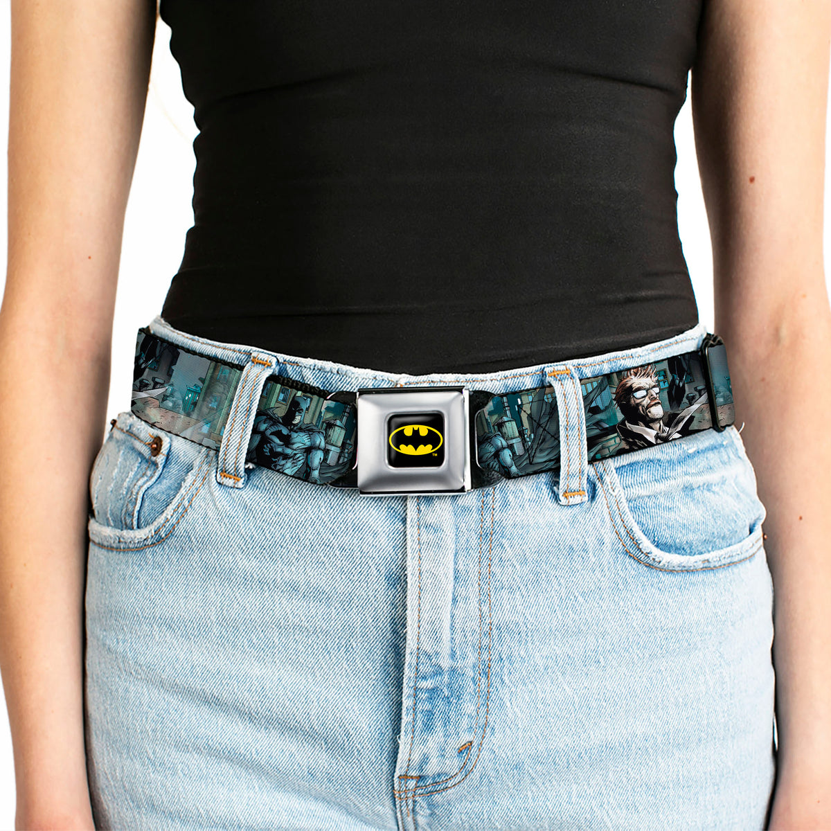 Batman Full Color Black/Yellow Seatbelt Belt - The New 52 Detective Comics Issue #1 Batman & James Gordon Scene Webbing Seatbelt Belts DC Comics
