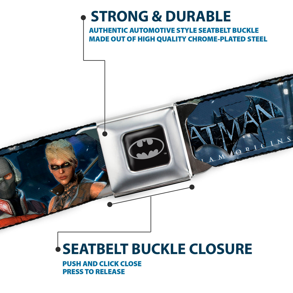 Batman Full Color Black Silver Black Seatbelt Belt - BATGIRL Logo/Bat Signal Stacked Purples Webbing Seatbelt Belts DC Comics