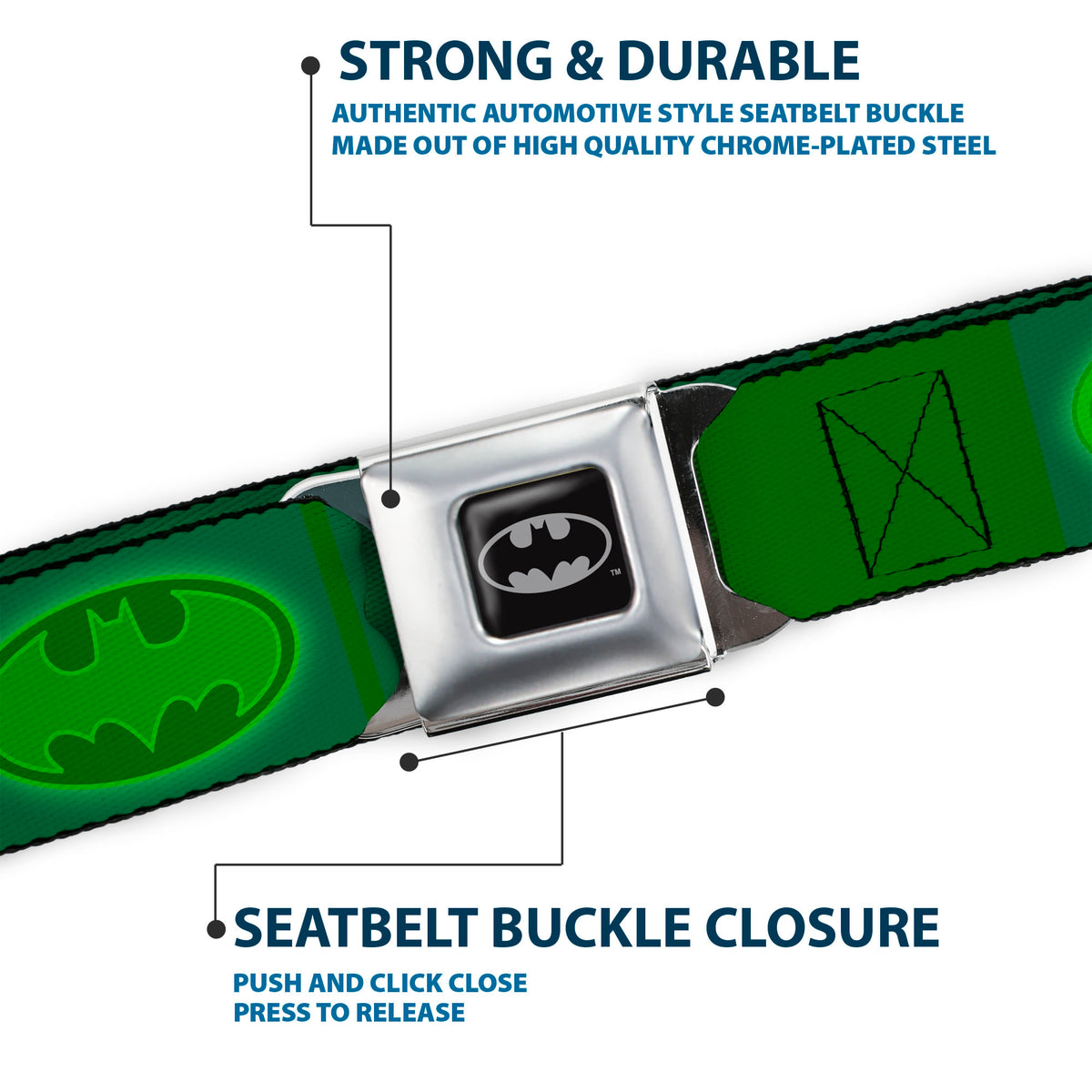 Batman Full Color Black Silver Black Seatbelt Belt - New 52 Batman Shooting/Jumping Poses Grays Webbing Seatbelt Belts DC Comics