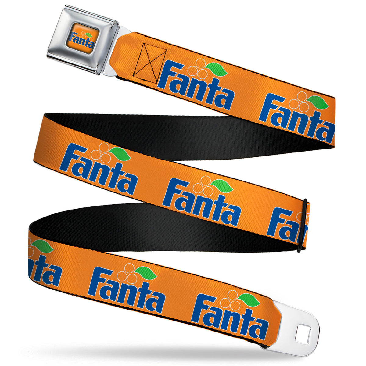 Vintage Orange FANTA Logo Full Color Orange/Blue Seatbelt Belt - Vintage Orange FANTA Logo Orange/Blue Webbing Seatbelt Belts Coca-Cola