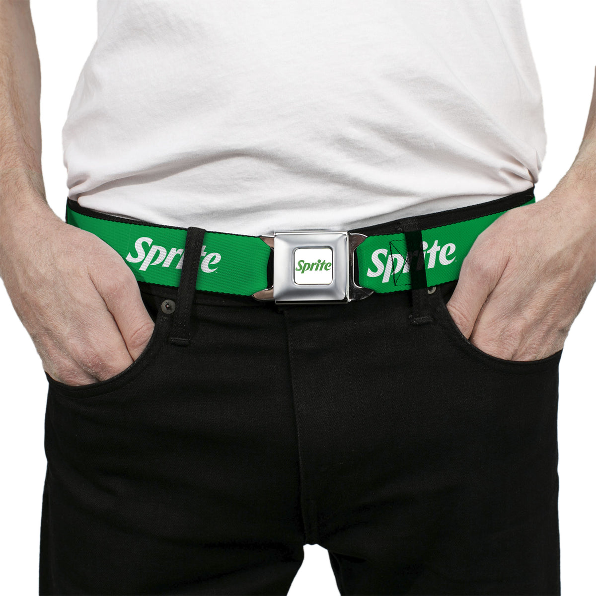 SPRITE Logo Full Color White/Green Seatbelt Belt - SPRITE Logo Green/White Webbing Seatbelt Belts Coca-Cola