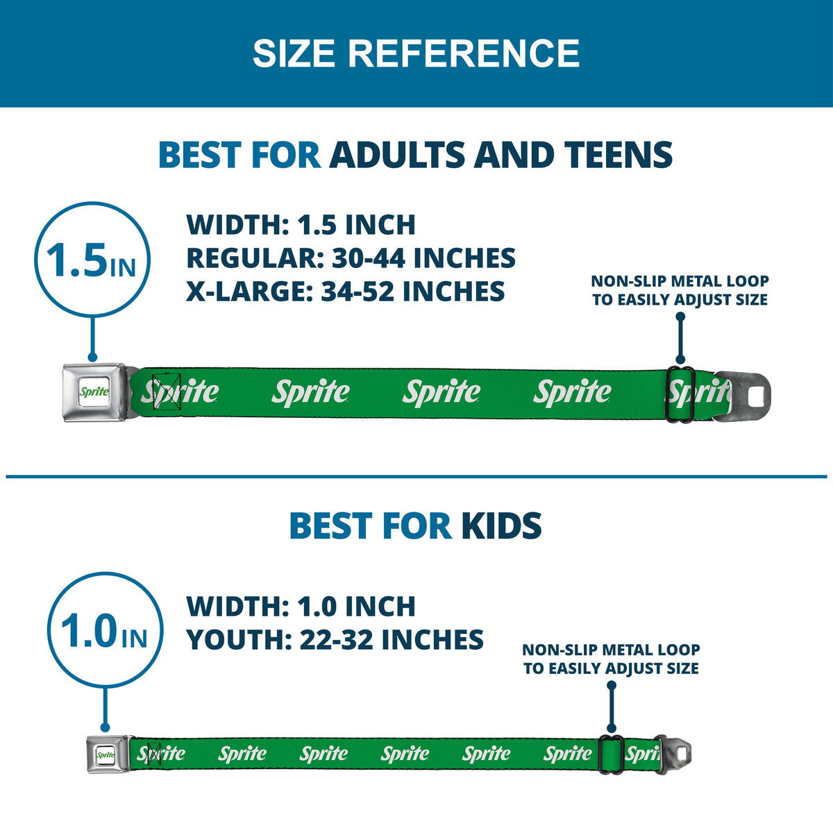 SPRITE Logo Full Color White/Green Seatbelt Belt - SPRITE Logo Green/White Webbing Seatbelt Belts Coca-Cola