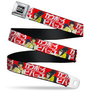COWBOY BEBOP Title Logo Full Color Black/White Seatbelt Belt - COWBOY BEBOP Spike and Faye Back to Back Pose and Title Logo Red/White Webbing Seatbelt Belts Cowboy Bebop