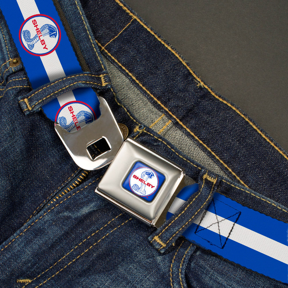 SHELBY Tiffany Split Full Color Blue Red White Seatbelt Belt - SHELBY Tiffany Split/Stripe Blue/White/Red Webbing Seatbelt Belts Shelby
