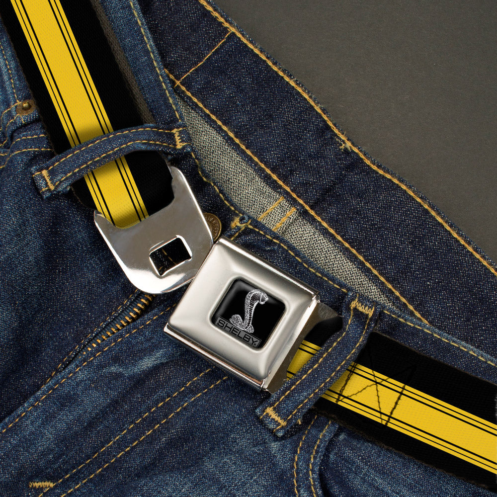 SHELBY Tiffany Box Full Color Black Silver-Fade Seatbelt Belt - SHELBY GT 500/Cobra Box Stripe Black/Yellow Webbing Seatbelt Belts Shelby