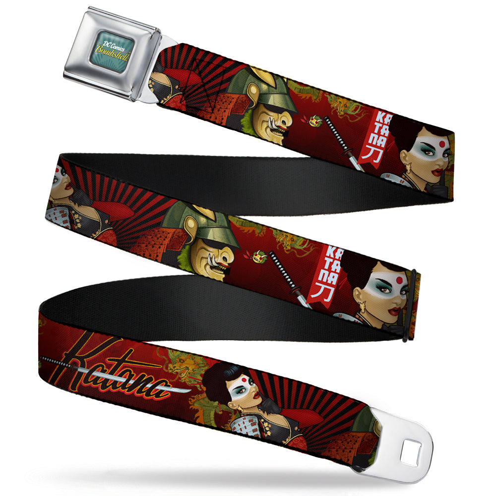 DC BOMBSHELLS Star Rays Full Color Blues Seatbelt Belt - KATANA Poses & Samurai Dragons/Rays Reds/Black Webbing Seatbelt Belts DC Comics