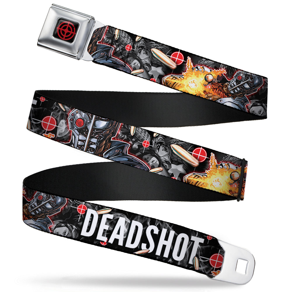 Suicide Squad Target Full Color Black/Red Seatbelt Belt - DEADSHOT Face/Pose/Targets/Bullets Webbing Seatbelt Belts DC Comics
