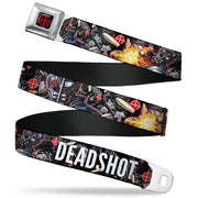 Suicide Squad Target Full Color Black/Red Seatbelt Belt - DEADSHOT Face/Pose/Targets/Bullets Webbing Seatbelt Belts DC Comics