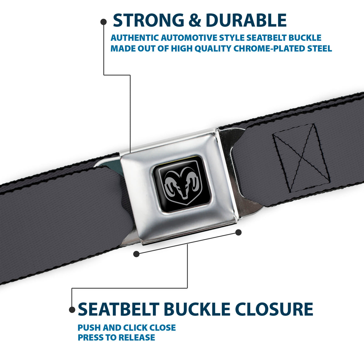 Ram Seatbelt Belt - Charcoal Webbing Seatbelt Belts Ram