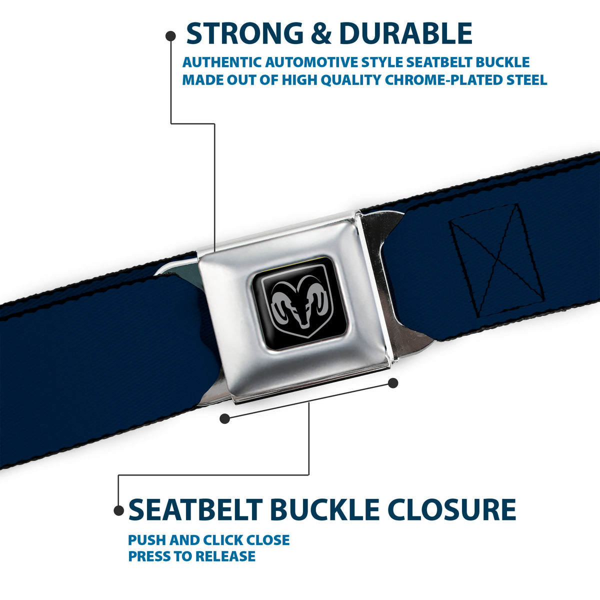 Ram Seatbelt Belt - Navy Webbing Seatbelt Belts Ram