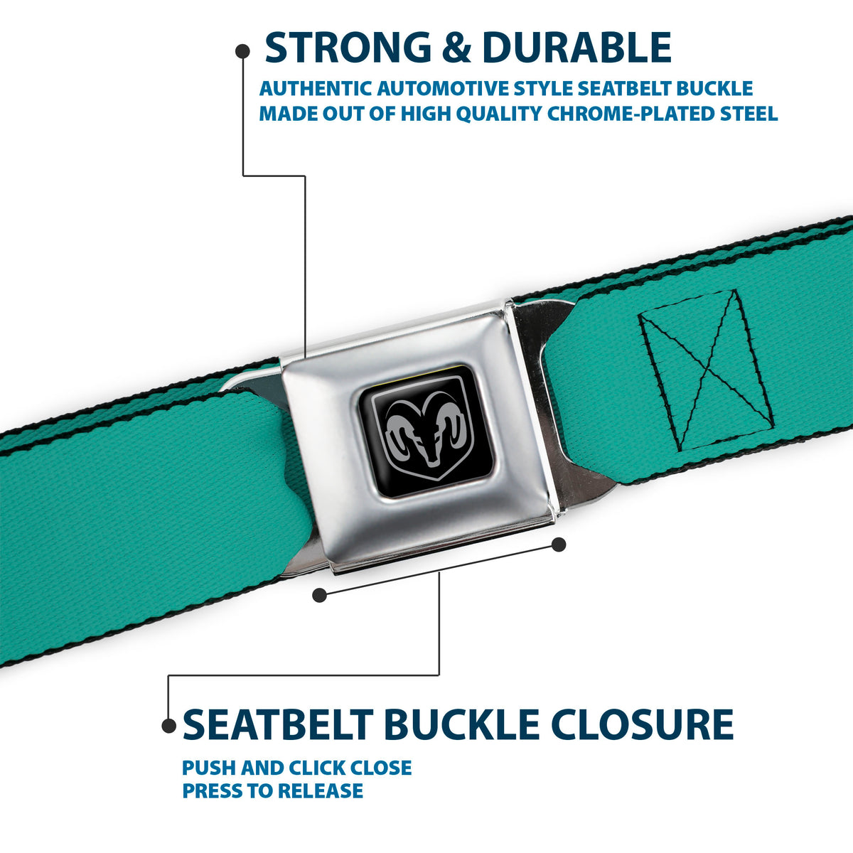 Ram Seatbelt Belt - Teal Webbing Seatbelt Belts Ram