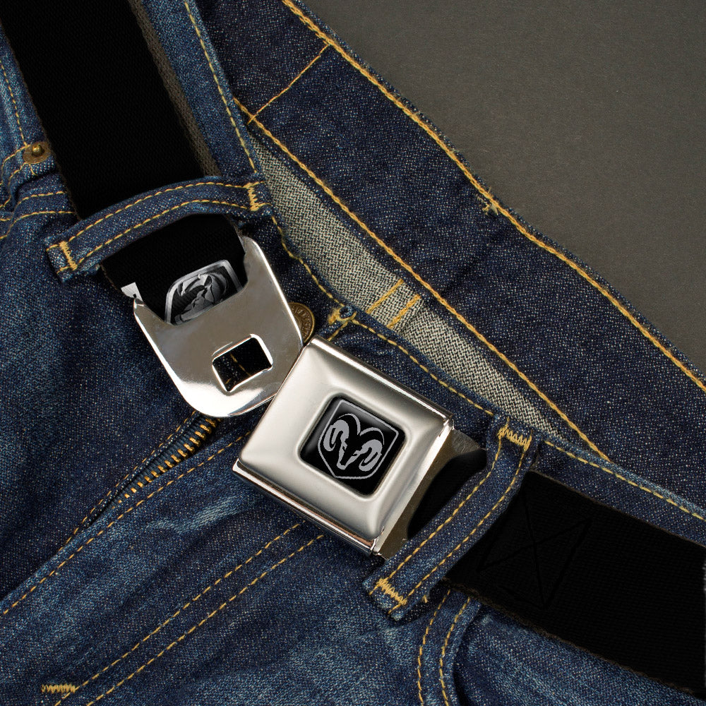 Ram Seatbelt Belt - Ram Black/Silver Logo REPEAT Webbing Seatbelt Belts Ram