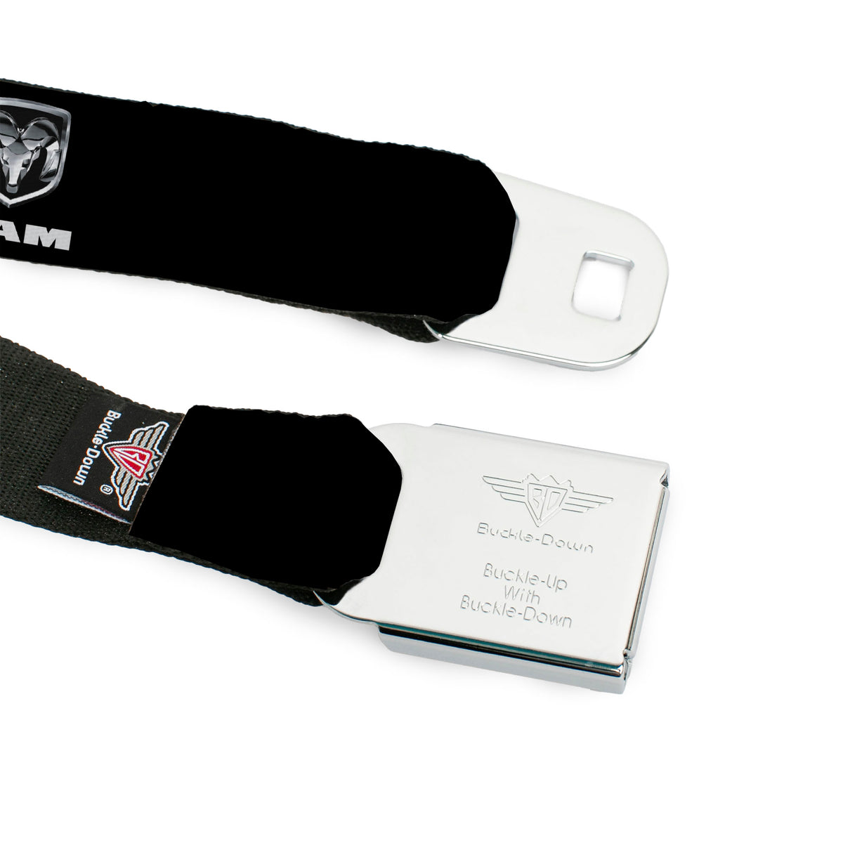 Ram Seatbelt Belt - Ram Black/Silver Logo REPEAT Webbing Seatbelt Belts Ram