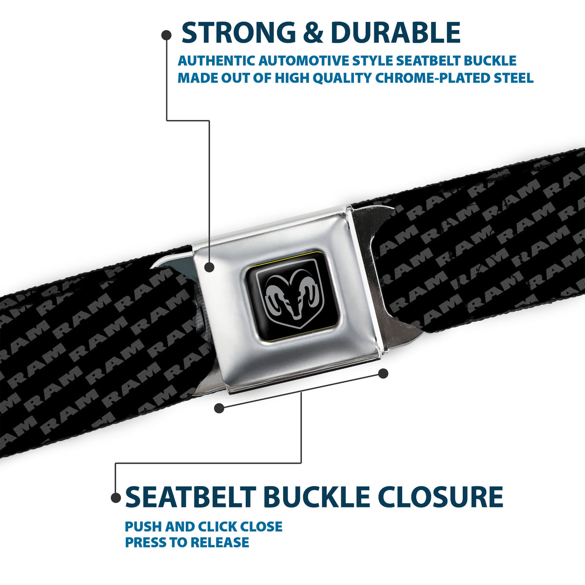 Ram Seatbelt Belt - Ram REPEAT w/Text Webbing Seatbelt Belts Ram