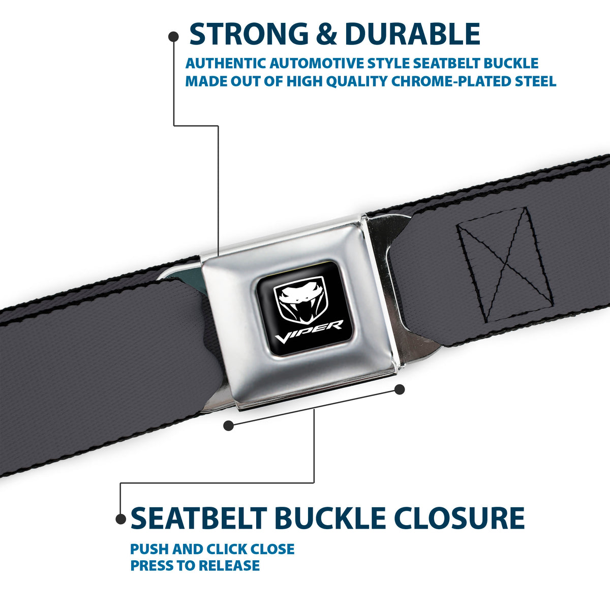 Dodge Viper Seatbelt Belt - Charcoal Webbing Seatbelt Belts Dodge