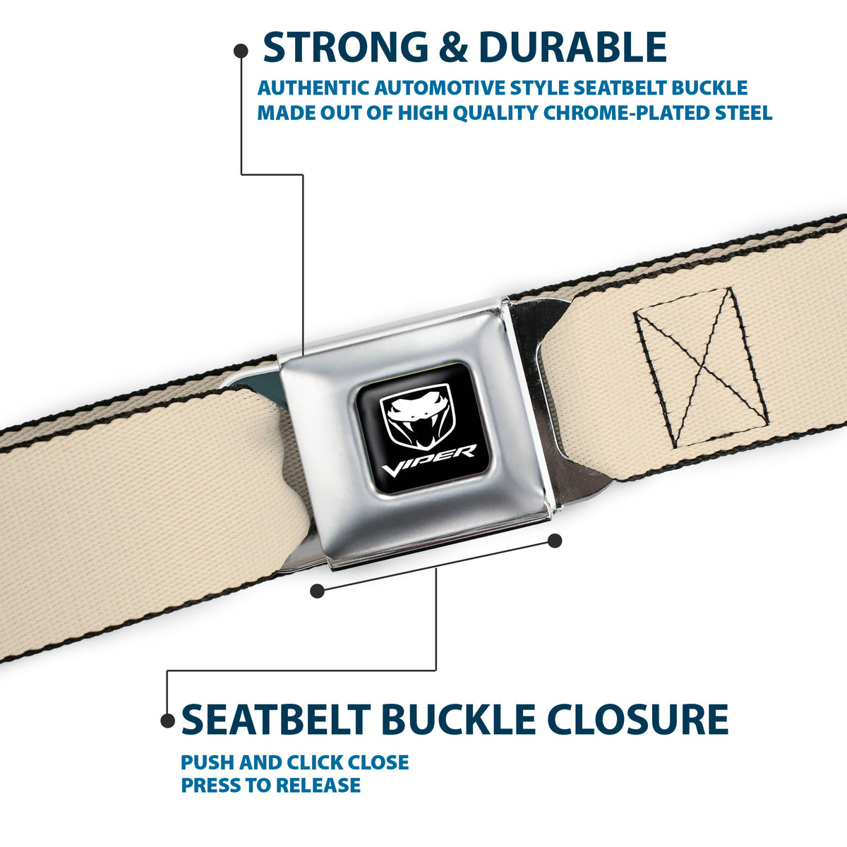 Dodge Viper Seatbelt Belt - Natural Webbing Seatbelt Belts Dodge