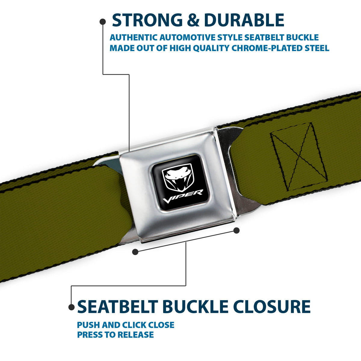 Dodge Viper Seatbelt Belt - Olive Webbing Seatbelt Belts Dodge