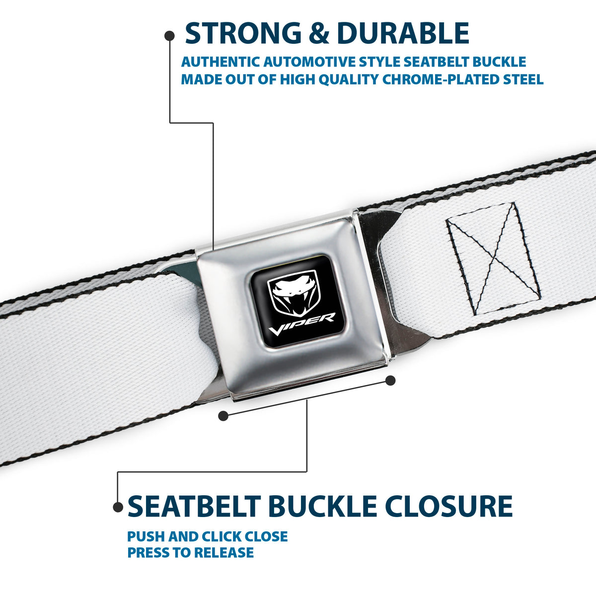 Dodge Viper Seatbelt Belt - White Webbing Seatbelt Belts Dodge