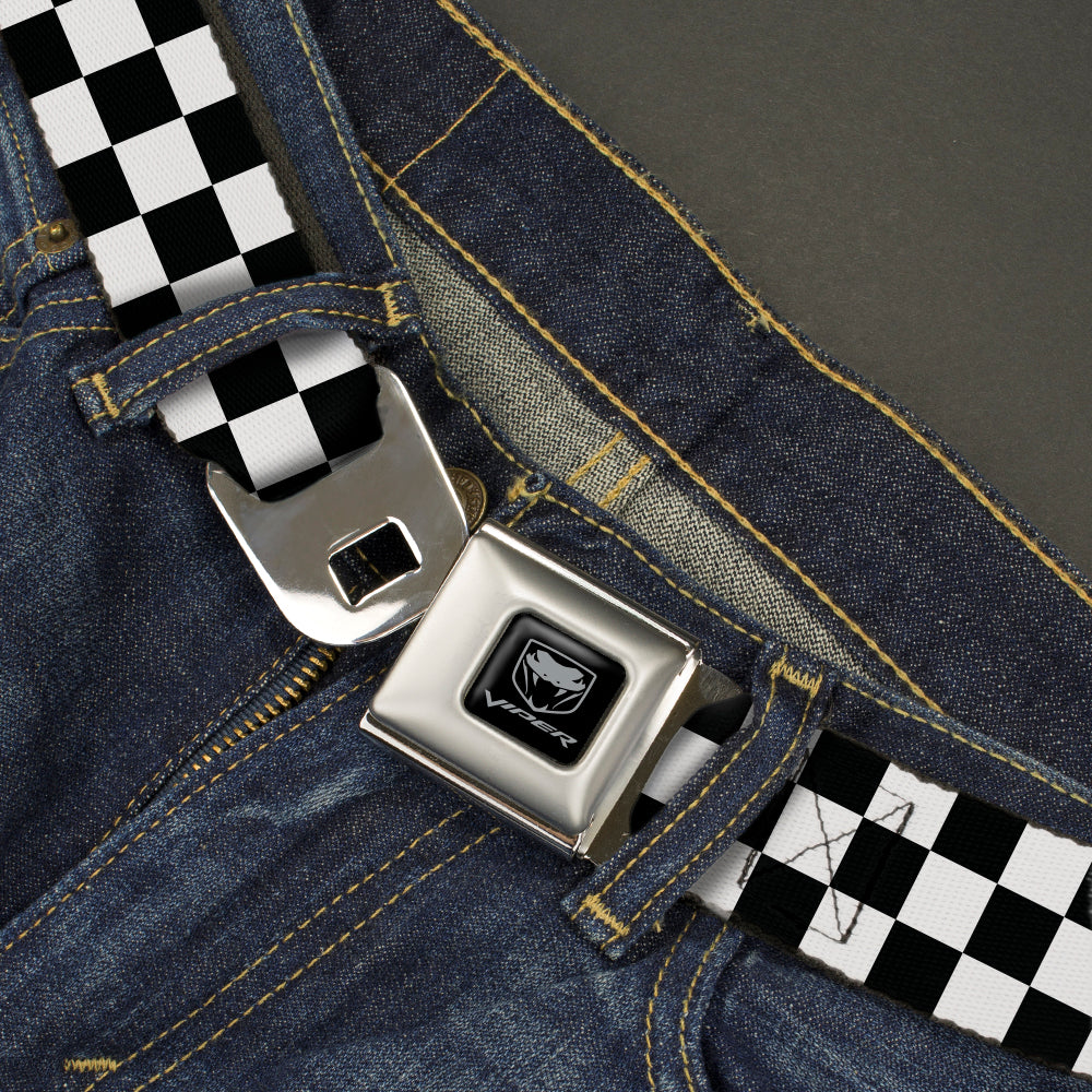 Dodge Viper Seatbelt Belt - Checker Black/White Webbing Seatbelt Belts Dodge